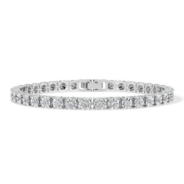 Mens Diamond 1.00ct Tennis Bracelet in 925 Silver